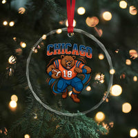 Fierce Football Bear Crystal Glass Ornament Chicago Fan Number 18 Bold Orange Game Day Spirit - Wonder Print Shop