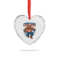 Fierce Football Bear Heart Crystal Glass Ornament Chicago Fan Number 18 Bold Orange Game Day Spirit - Wonder Print Shop