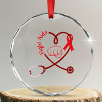 Fight AIDS Nurse Crystal Glass Ornament Red Ribbon HIV Awareness Gift TS12