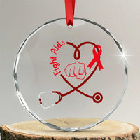 Fight AIDS Nurse Crystal Glass Ornament Red Ribbon HIV Awareness Gift - Wonder Print Shop