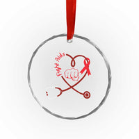 Fight AIDS Nurse Crystal Glass Ornament Red Ribbon HIV Awareness Gift TS12