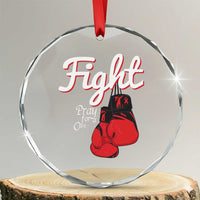 Fight Pray For A Cure Crystal Glass Ornament Red Ribbon HIV Awareness Boxing Gift TS12
