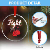 Fight Pray For A Cure Crystal Glass Ornament Red Ribbon HIV Awareness Boxing Gift TS12