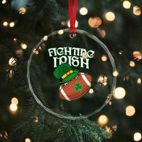 Fighting Irish Crystal Glass Ornament Football Shamrock St Patricks Spirit Classic Vintage TS02