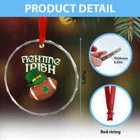 Fighting Irish Crystal Glass Ornament Football Shamrock St Patricks Spirit Classic Vintage TS02