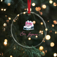 Figure Skater Crystal Glass Ornament Go Figure Coquette Pink Bow Ice Skating TS11