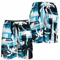 Fijian Rugby Shorts for Men Grunge Palm Stylized