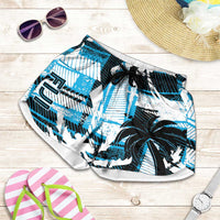 Fijian Rugby Shorts for Women Grunge Palm Stylized
