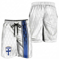 Finland National Football Shorts for Men Pine Trees with Diamond Shapes - Wonder Print Shop