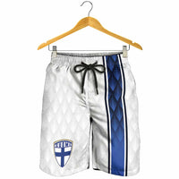 Finland National Football Shorts for Men Pine Trees with Diamond Shapes - Wonder Print Shop