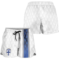 Finland National Football Shorts for Women Pine Trees with Diamond Shapes - Wonder Print Shop