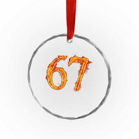 Fire Flame Number 67 Crystal Glass Ornament Funny Six Seven Gen Alpha Slang Meme Sports Team Jersey TS10