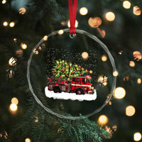 Fire Truck Christmas Crystal Glass Ornament Fireman Xmas Firefighter - Wonder Print Shop