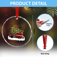Fire Truck Christmas Crystal Glass Ornament Fireman Xmas Firefighter TS10