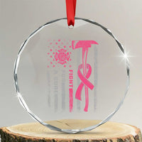 Firefighter Breast Cancer Awareness Crystal Glass Ornament Fight For A Cure American Flag TS10