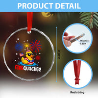 Firequacker Funny Patriotic Rubber Duck Crystal Glass Ornament Cool American Flag Sunglasses and Stars Swim Ring Summer Fireworks
