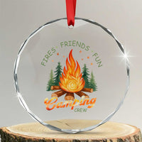 Fires Friends Fun Camping Crew Crystal Glass Ornament Cozy Campfire Adventure Outdoor Lovers TS02