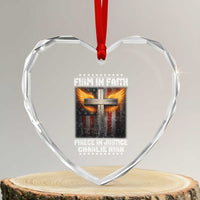 Firm In Faith Fierce In Justice Charlie Kirk Heart Crystal Glass Ornament Christian Cross American Flag - Wonder Print Shop