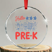 First Day of Pre-K Boys Girls Toddler Preschool Patriotic US Crystal Glass Ornament