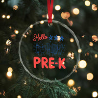 First Day of Pre-K Boys Girls Toddler Preschool Patriotic US Crystal Glass Ornament