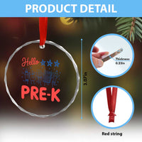 First Day of Pre-K Boys Girls Toddler Preschool Patriotic US Crystal Glass Ornament