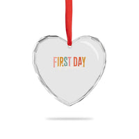 First Day of School Teacher Student Heart Crystal Glass Ornament Funny Back to School Retro