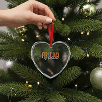 First Day of School Teacher Student Heart Crystal Glass Ornament Funny Back to School Retro