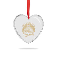 Fish Around And Find Trout Heart Crystal Glass Ornament Bigfoot Fishing