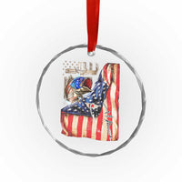 Fisherman Christian Fishing Vintage American Flag Crystal Glass Ornament - Wonder Print Shop