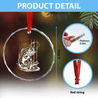 Fishing Camo Crystal Glass Ornament Bass Fish American Flag Boy Men Fisherman Gift