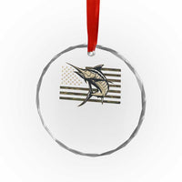 Fishing Camouflage US Flag Crystal Glass Ornament Swordfish Fish Fisherman Camo TS10