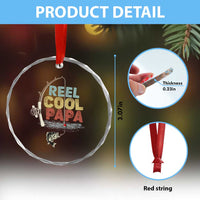 Fishing Dad Crystal Glass Ornament Reel Cool Papa Retro Vintage - Wonder Print Shop