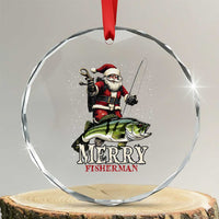 Fishing Gifts Crystal Glass Ornament Merry Fisherman Santa Claus Fish Fishing Rod TS10