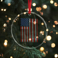 Fitness Gym Barbell Powerlifting Patriotic American Flag Crystal Glass Ornament - Wonder Print Shop