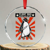 Flight was Never an Option Crystal Glass Ornament Funny Penguin Knife Sarcastic