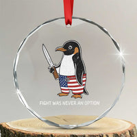 Flight was Never an Option Crystal Glass Ornament Funny Penguin Knife Sarcastic American Flag