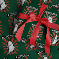 Flight was Never an Option Wrapping Paper Roll Funny Penguin Knife Sarcastic
