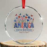 Floral 250th Anniversary Crystal Glass Ornament Wildflower Independence Day 250 Years Birthday 1776 2026