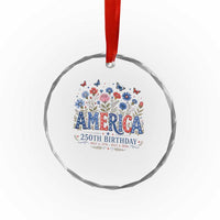 Floral 250th Anniversary Crystal Glass Ornament Wildflower Independence Day 250 Years Birthday 1776 2026