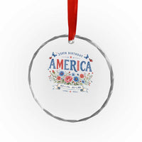 Floral 250th Birthday of America 250 Years USA Patriotic Crystal Glass Ornament
