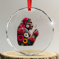 Floral Bigfoot Blowing Wishes Dandelion Crystal Glass Ornament Vintage Sasquatch Art Botanical Wildlife Graphic