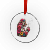 Floral Bigfoot Blowing Wishes Dandelion Crystal Glass Ornament Vintage Sasquatch Art Botanical Wildlife Graphic