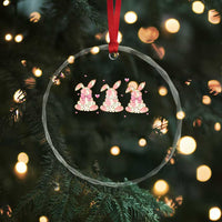 Floral Bunny Easter Crystal Glass Ornament Shabby Chic Rose Pattern