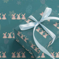 Floral Bunny Easter Wrapping Paper Roll Shabby Chic Rose Pattern