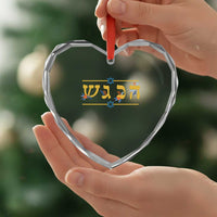 Floral Dreidel Hebrew Hanukkah Heart Crystal Glass Ornament Festival Of Lights Gift - Wonder Print Shop