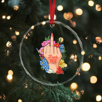 Floral Middle Finger F Ice Crystal Glass Ornament