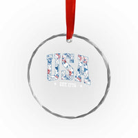 Floral USA Crystal Glass Ornament Est 1776 Patriotic American Girl 4th of July - Wonder Print Shop