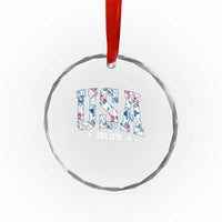 Floral USA Crystal Glass Ornament Est 1776 Patriotic American Girl 4th of July TS10