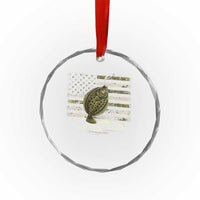 Flounder Fishing Camouflage American Flag Crystal Glass Ornament Patriotic Flatfish Angler Gift Saltwater Fishing Lovers