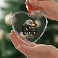 Fly Free Jackie Big Bear Bald Eagle Memorial Heart Crystal Glass Ornament California Valley Sunset Forest Nature Graphic